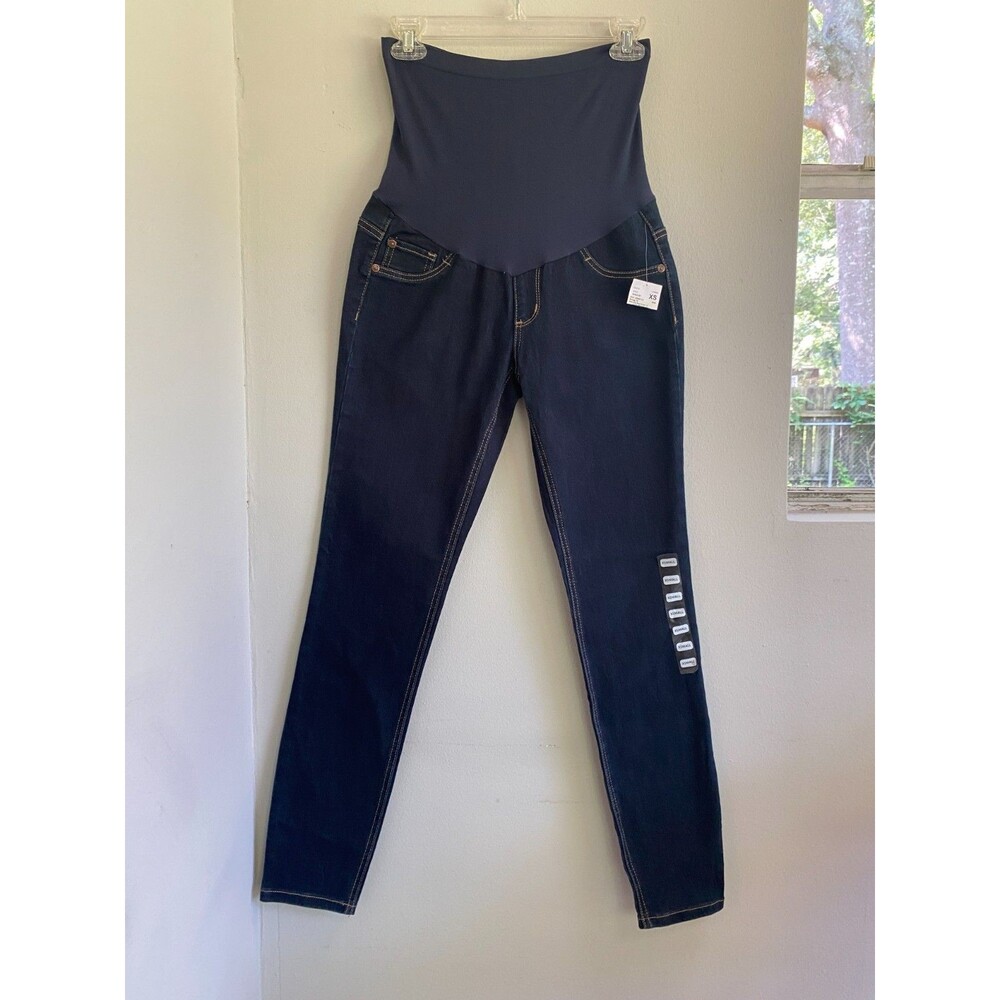 NEW Motherhood Maternity Indigo Blue Jeans Skinny XS Secret fit Stretch